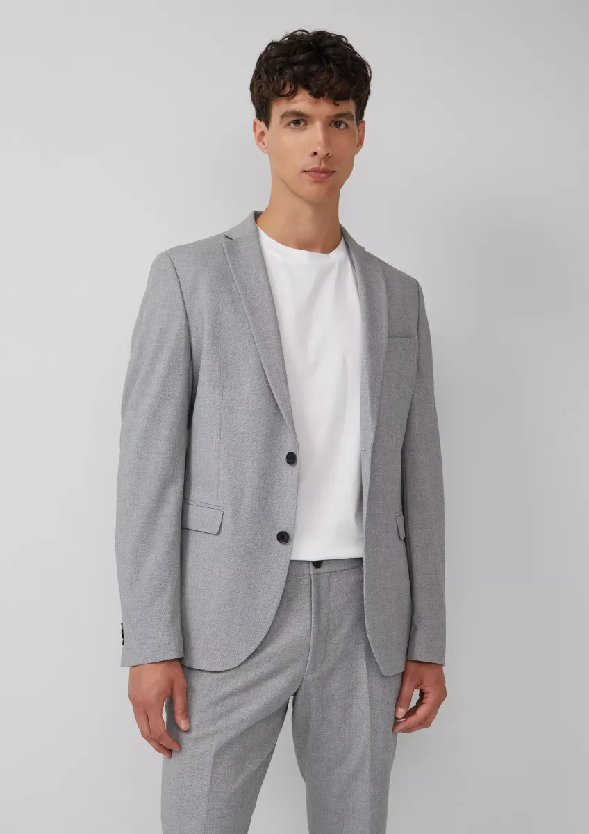 s.O PURE: Strukturiertes Anzugsakko im Slim Fit