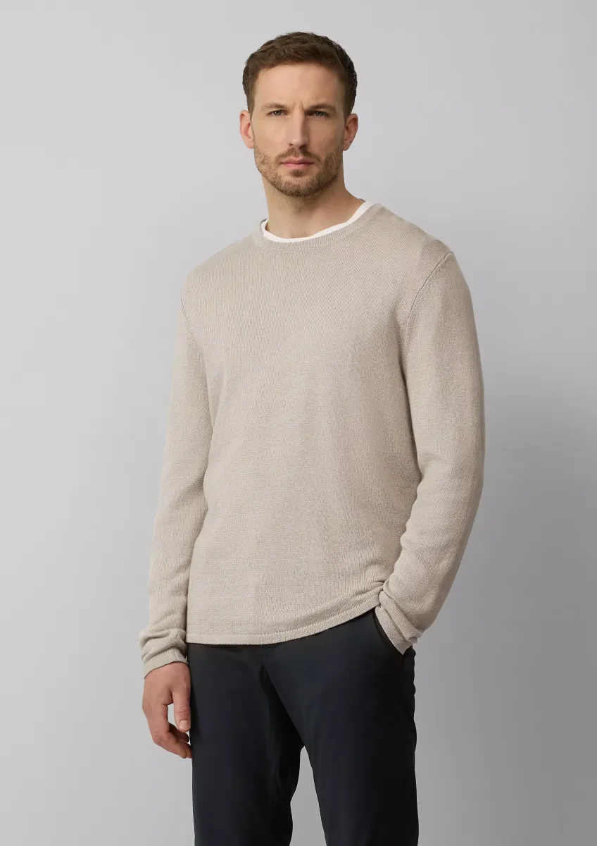 Softer Strickpullover aus Baumwoll-Leinenmix