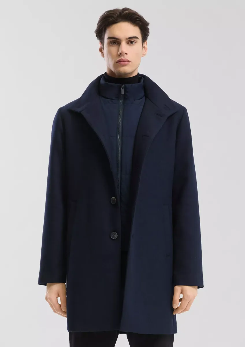 Stehkragenmantel mit gestepptem Insert