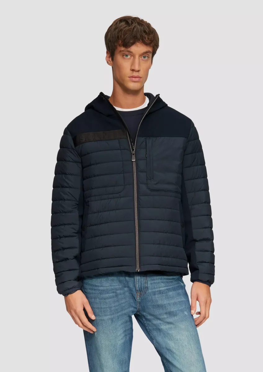 Steppjacke im Fabricmix mit Kapuze