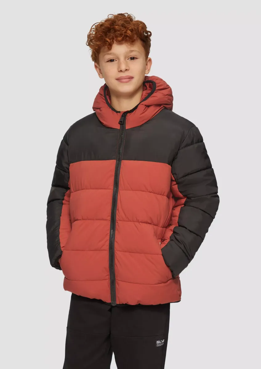 Steppjacke in Colour-Blocking-Optik und Fleecefutter