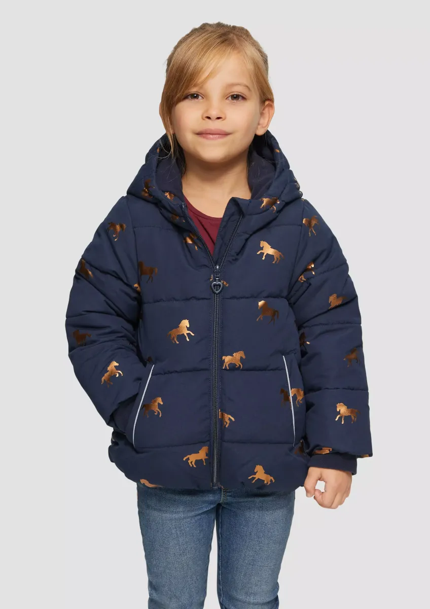 Steppjacke mit schimmerndem Print und Fleecefutter