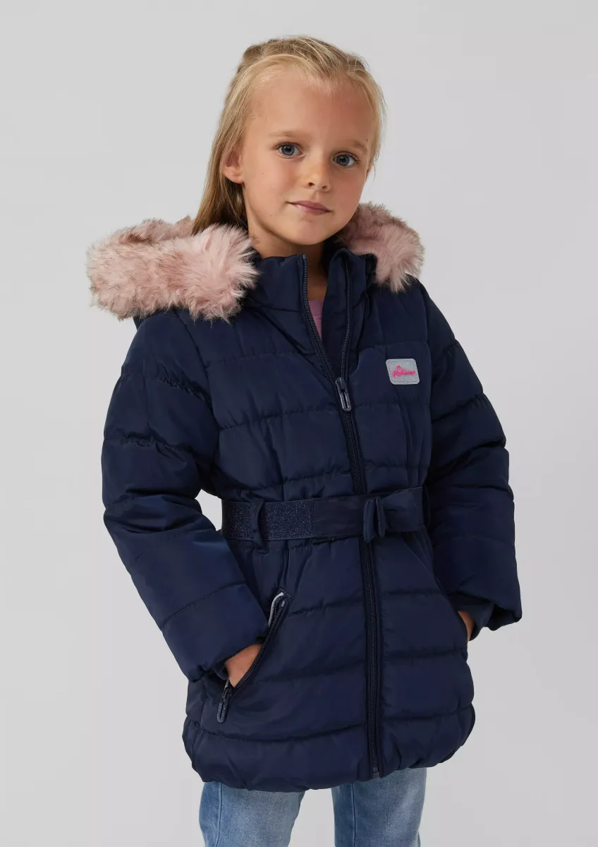 Steppmantel mit Gürtel und abnehmbarer Kapuze