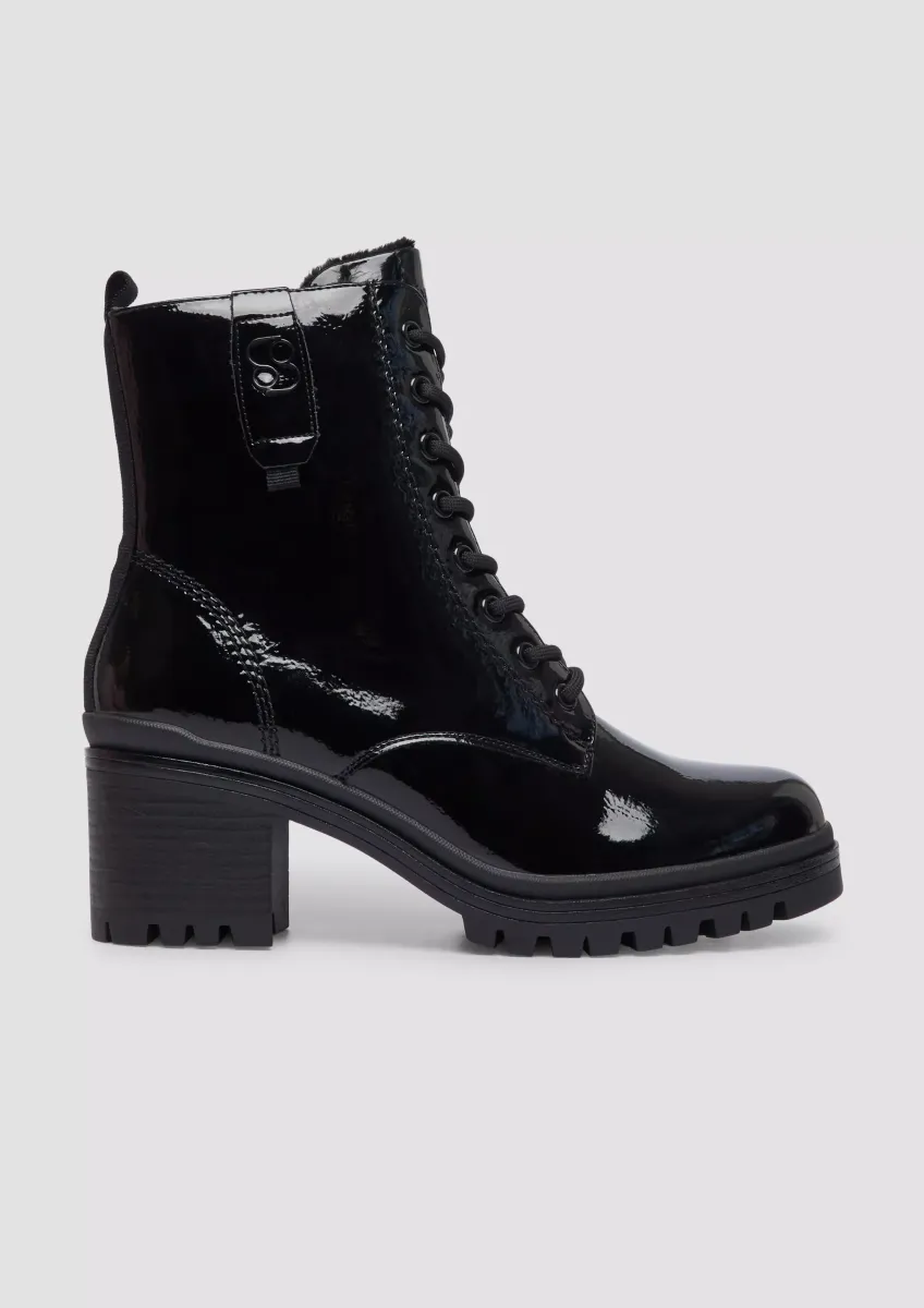 Stiefel in Leder-Optik mit Blockabsatz