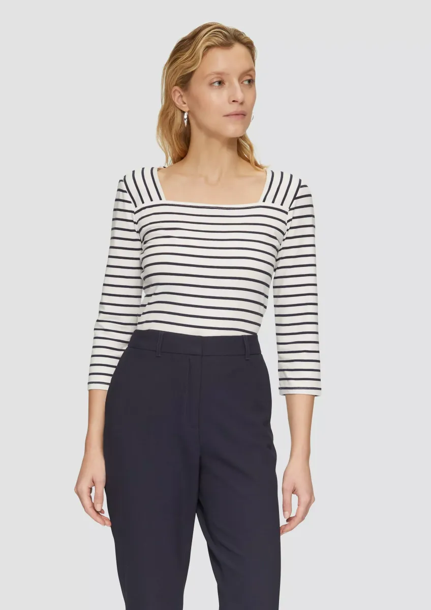 Streifenshirt mit Karree-Ausschnitt