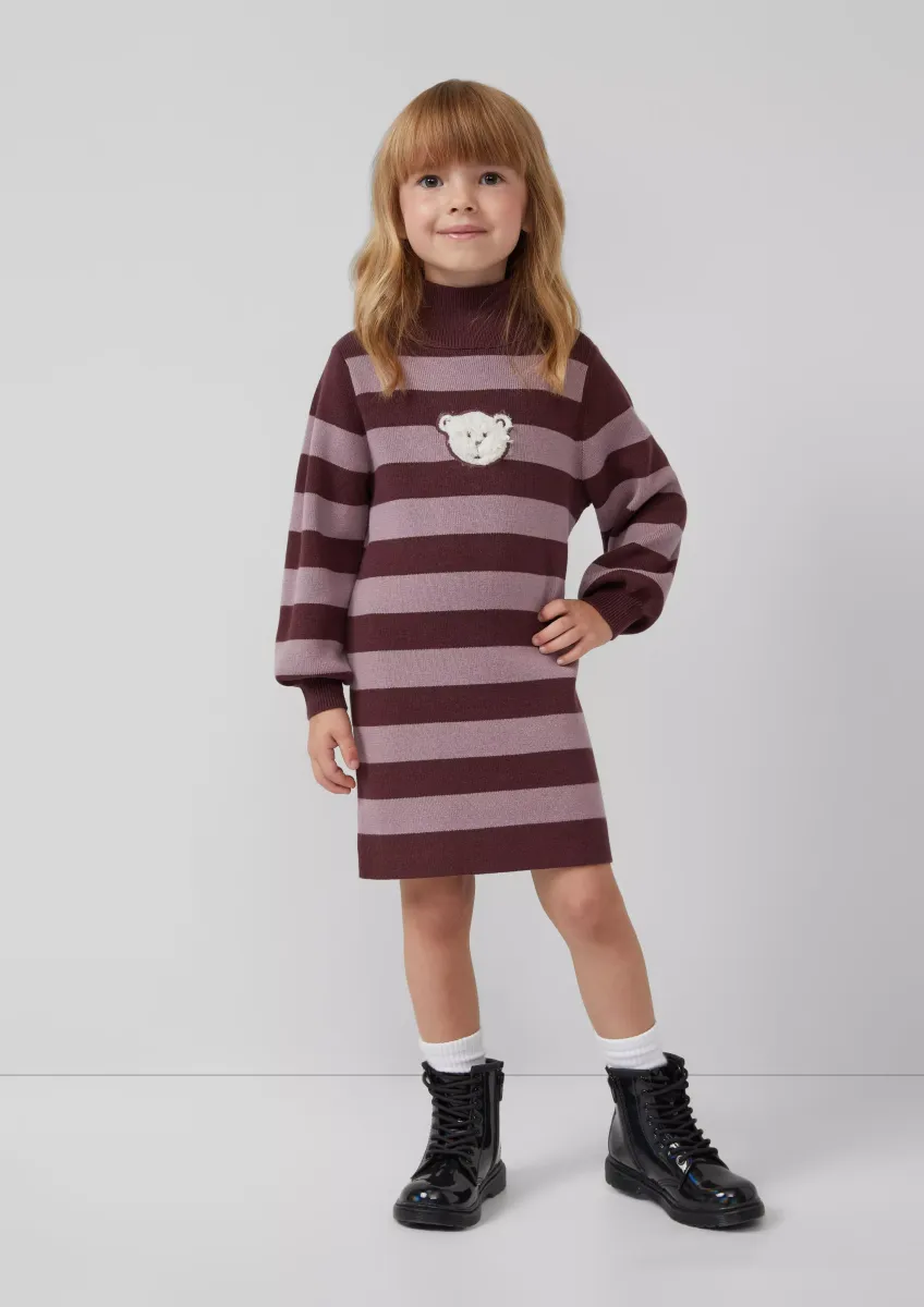 Strick-Kleid mit glitzernder Plüsch-Applikation