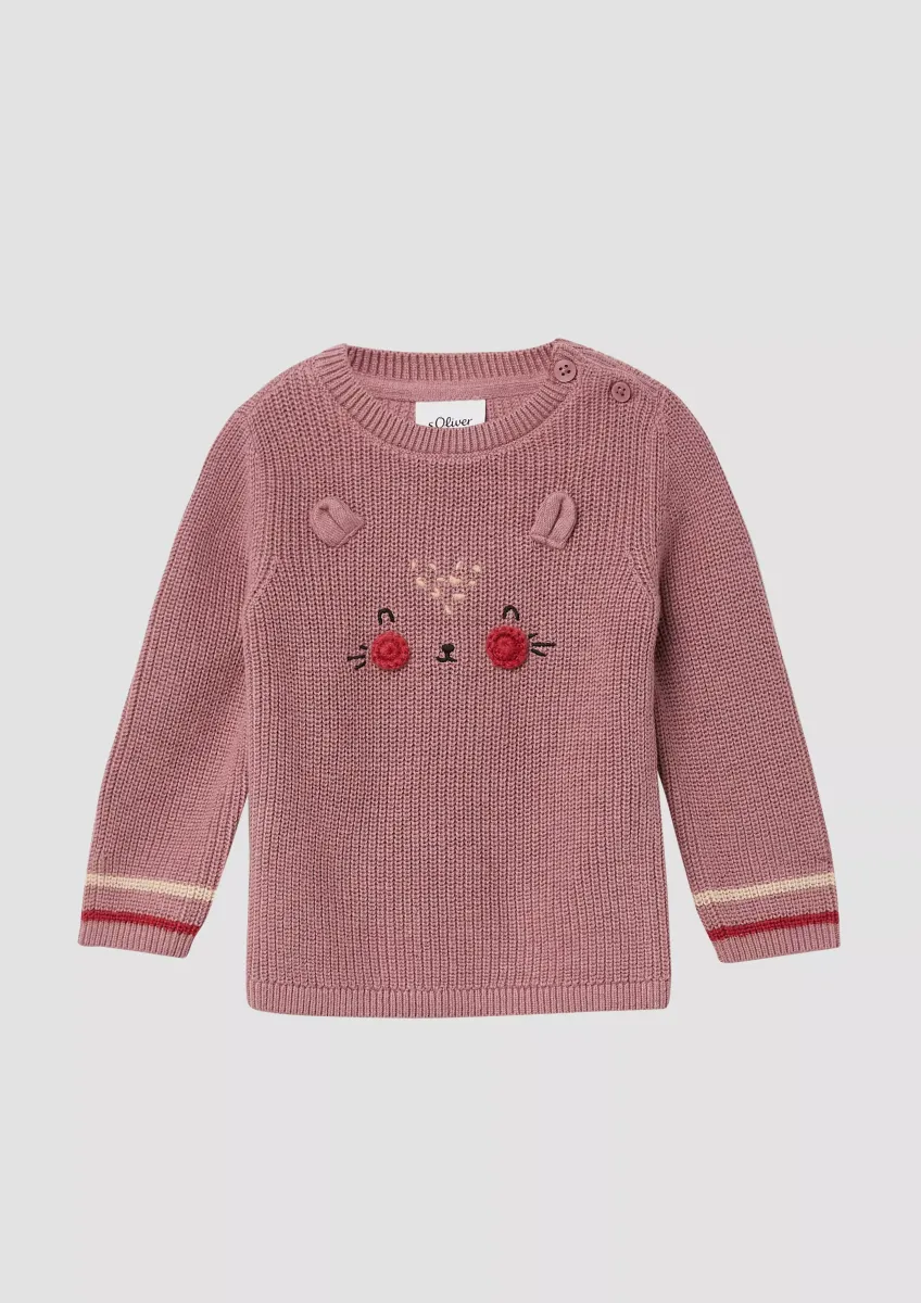 Strickpullover aus Baumwollmix mit Artwork