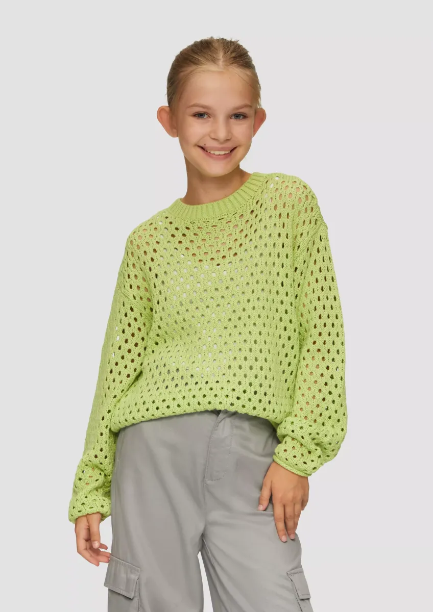 Strickpullover mit Lochmuster im Boxy-Schnitt