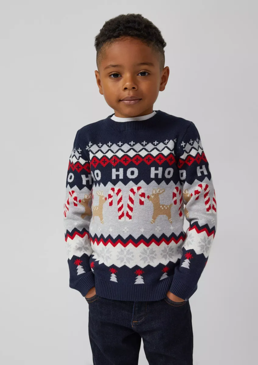 Strickpullover mit weihnachtlichem Jacquard-Muster