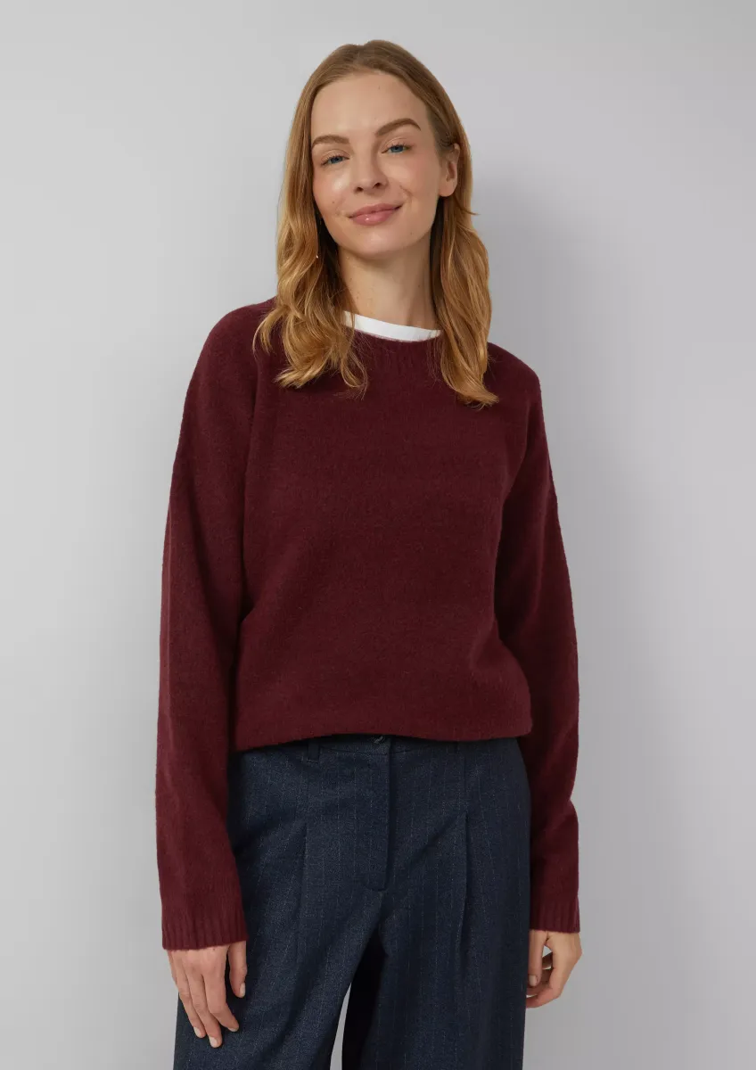 Strickpullover mit Wollanteil und Bündchen