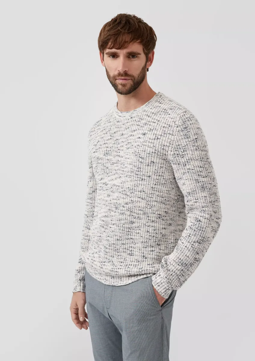 Struktur-Pullover in Bi-Color-Optik aus Baumwollmix