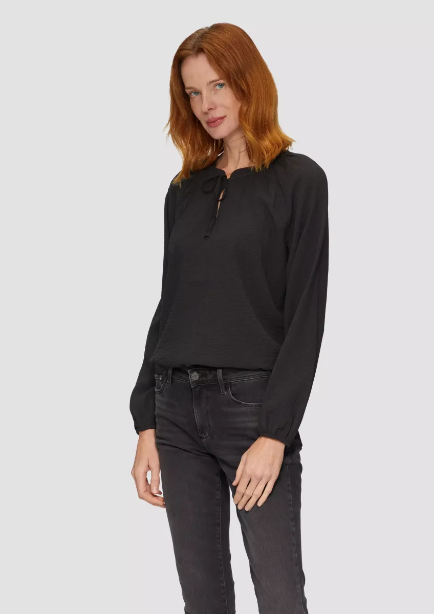 Strukturierte Bluse mit Raffdetails