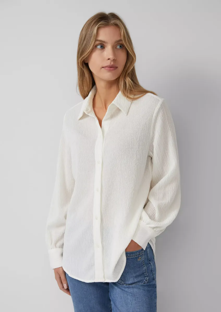 Strukturierte Jersey-Bluse mit Raffung am Rücken