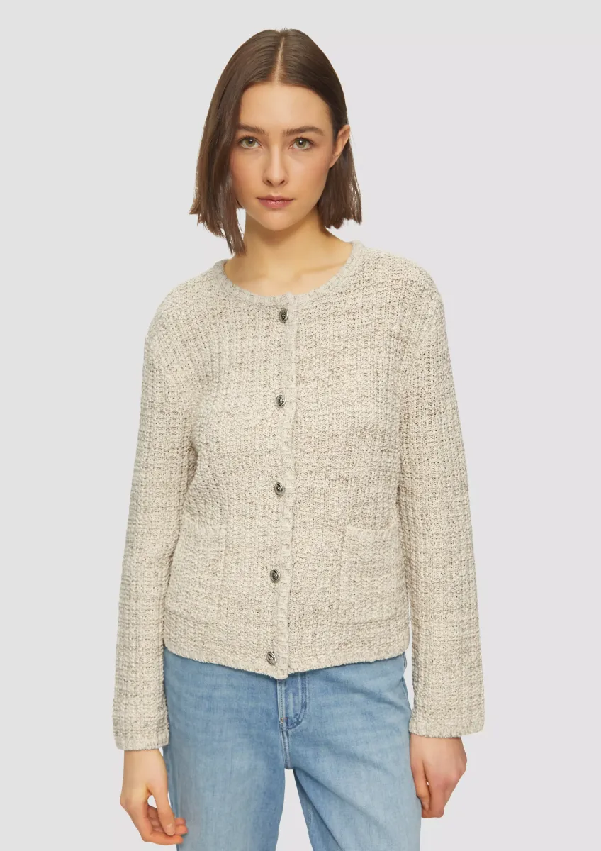 Strukturierte Strickjacke in Melange-Optik