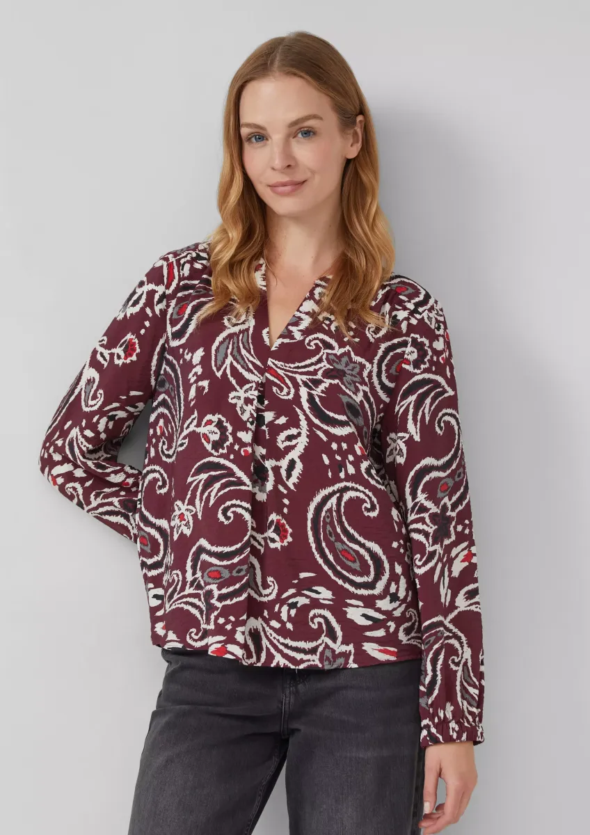 Strukturierte Viskosemix-Bluse mit All-over-Print