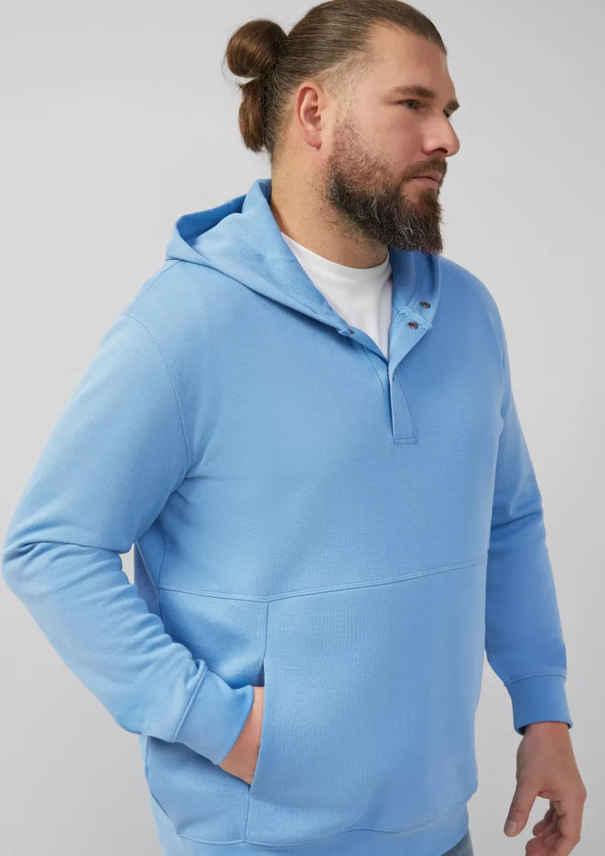 Strukturierter Hoodie mit Druckknöpfen und Kängurutasche