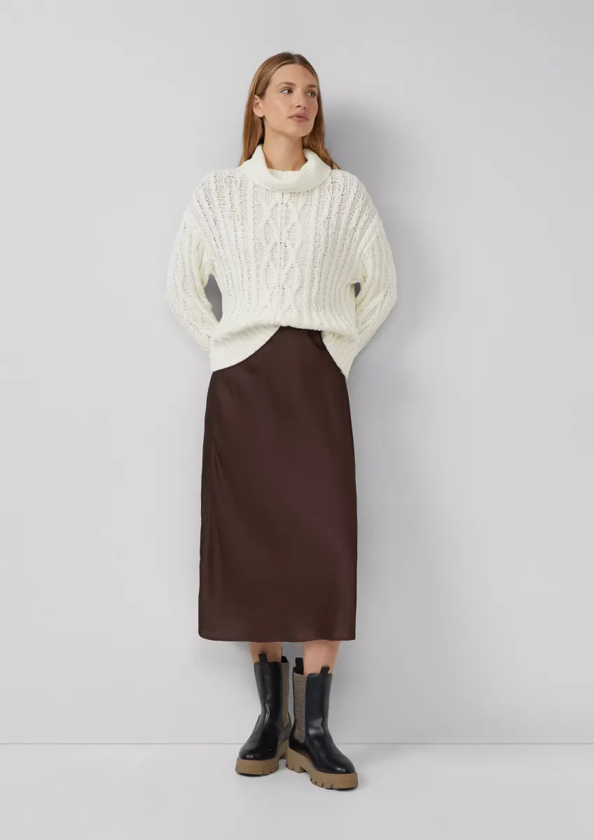 Strukturierter Midi-Rock aus fließender Ware