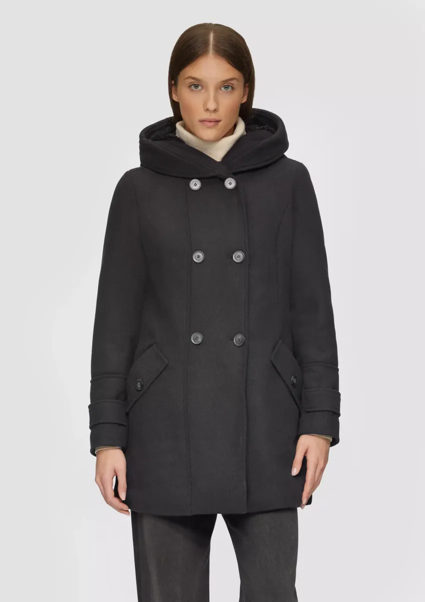 Strukturierter Wollmantel mit Teddyplüschfutter