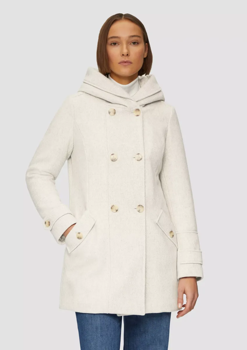 Strukturierter Wollmantel mit Teddyplüschfutter