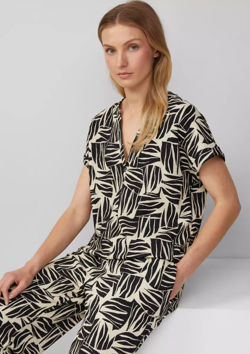 Strukturiertes Blusenshirt im Relaxed Fit