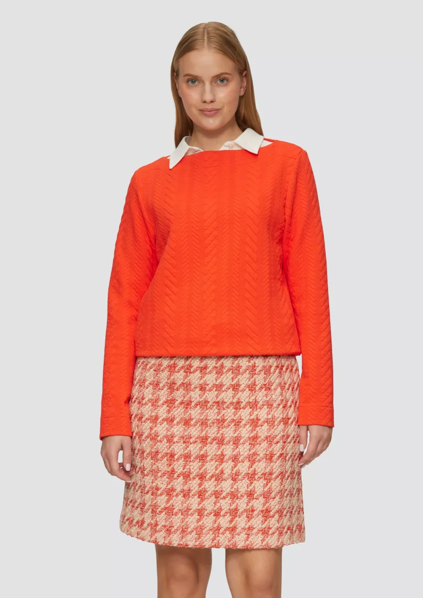 Strukturiertes Jacquard-Sweatshirt mit U-Boot-Ausschnitt