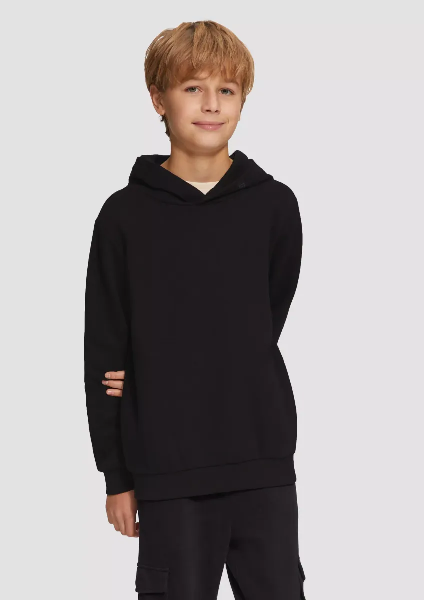 Strukturiertes Kapuzensweatshirt mit Print-Detail