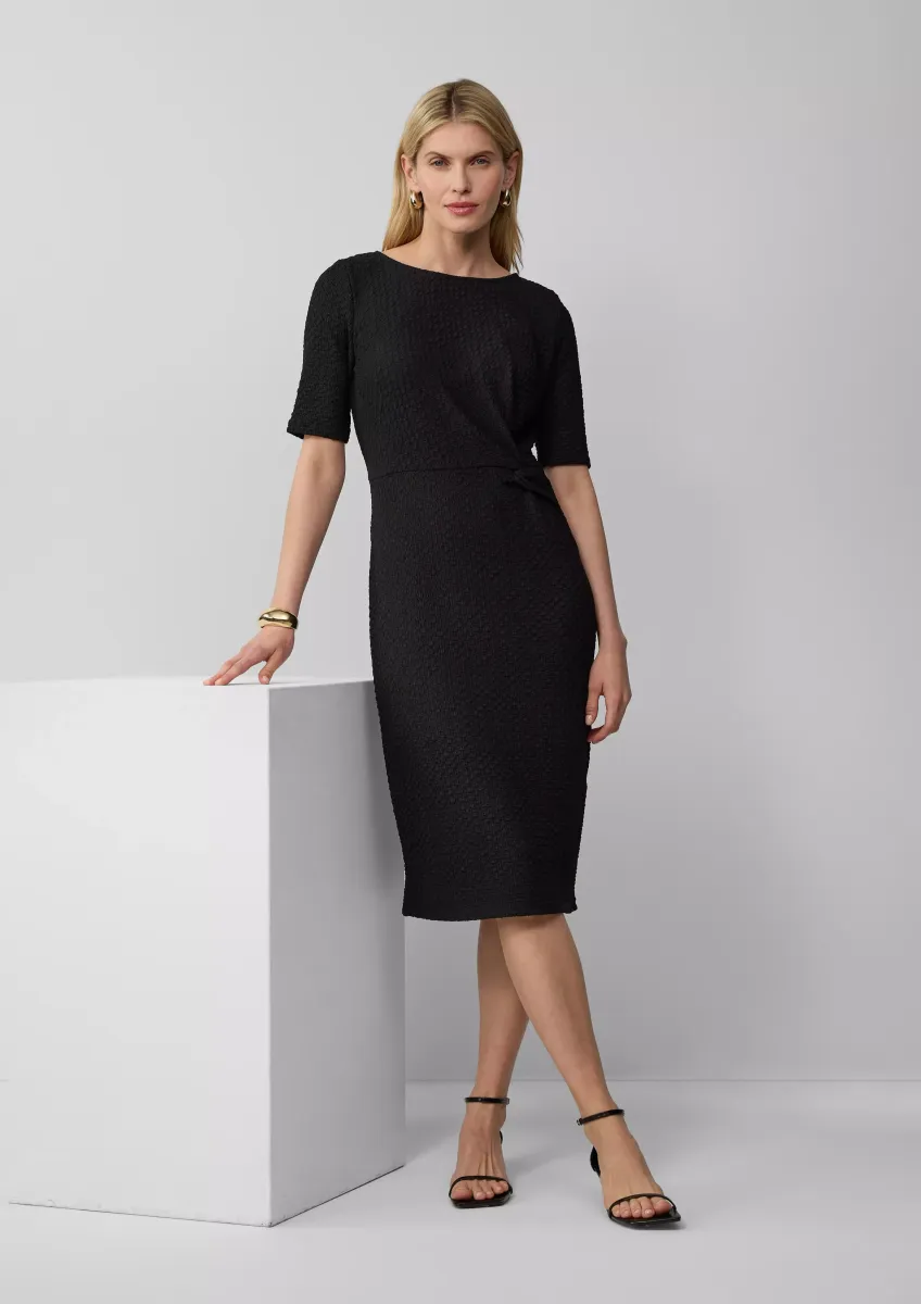 Strukturiertes Slim-Fit-Kleid mit Knotendetail