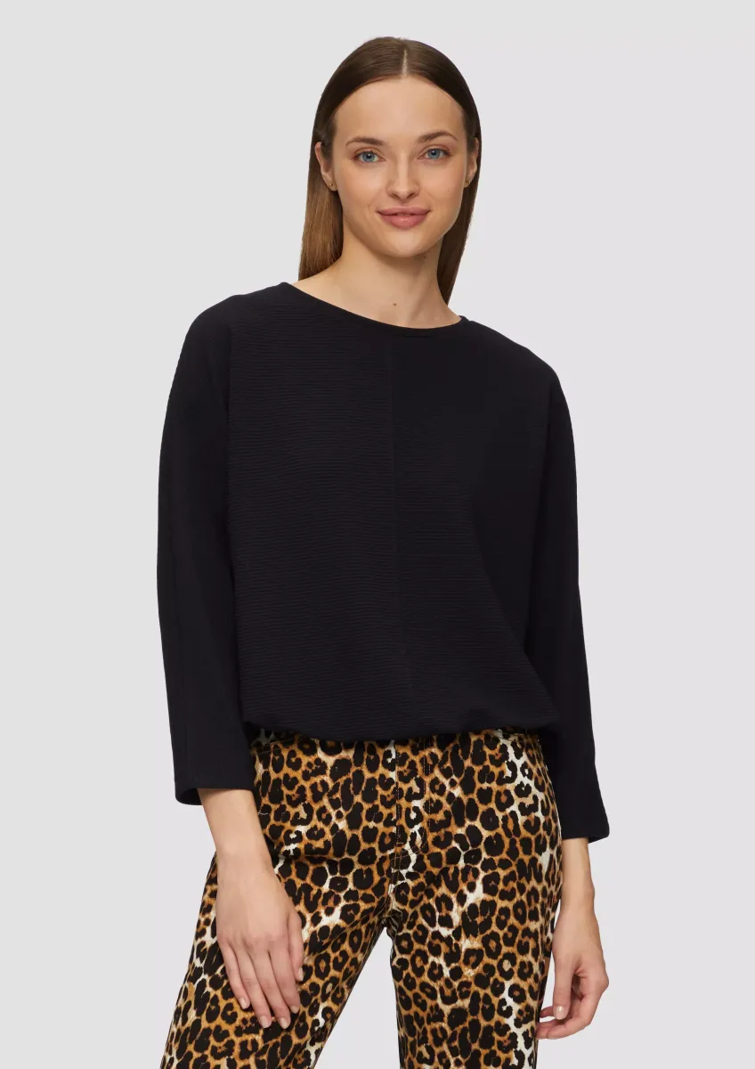 Strukturiertes Sweatshirt mit Fledermausarm im O-Shape