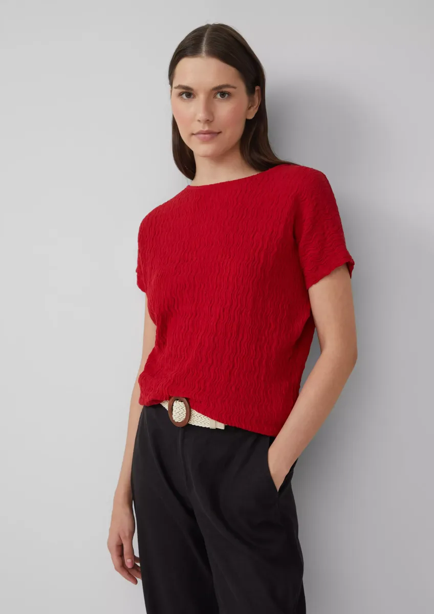 Strukturiertes T-Shirt aus Baumwollmix im Relaxed Fit