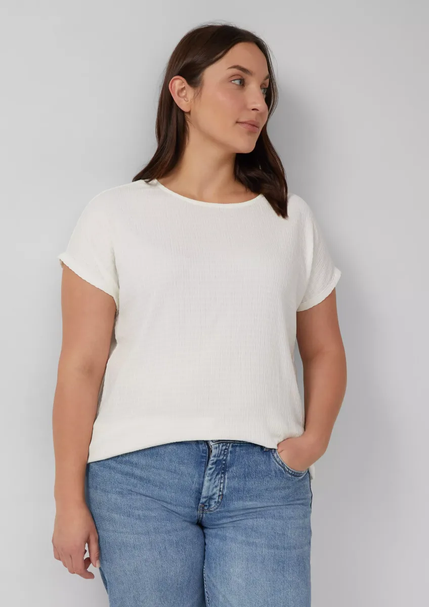 Strukturiertes T-Shirt im Relaxed Fit mit U-Boot-Ausschnitt