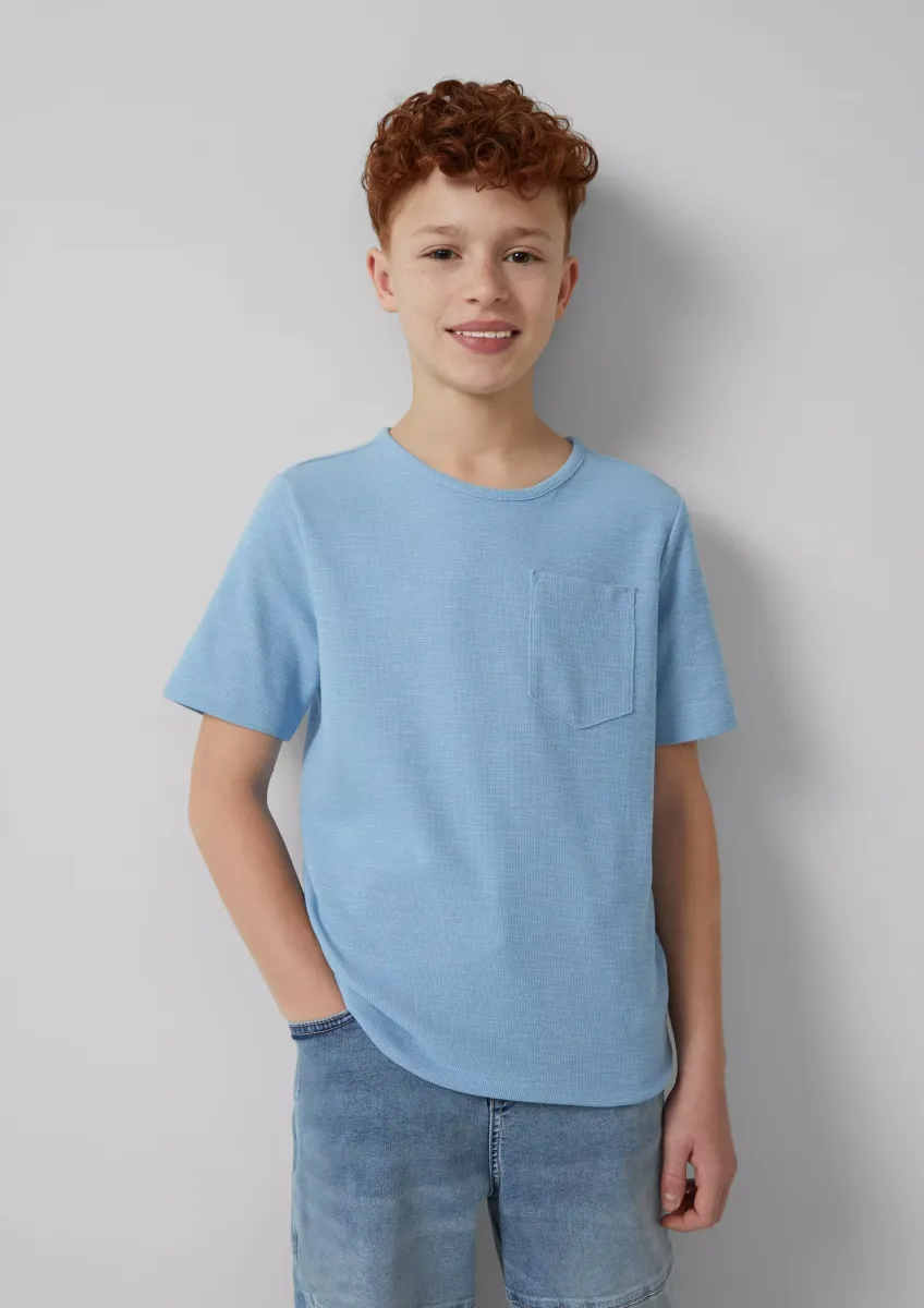 Strukturiertes T-Shirt mit Brusttasche