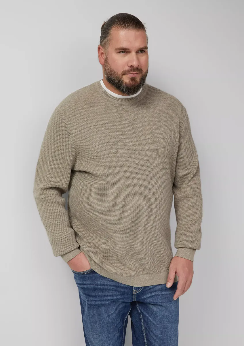 Strukturmix-Pullover aus reiner Baumwolle