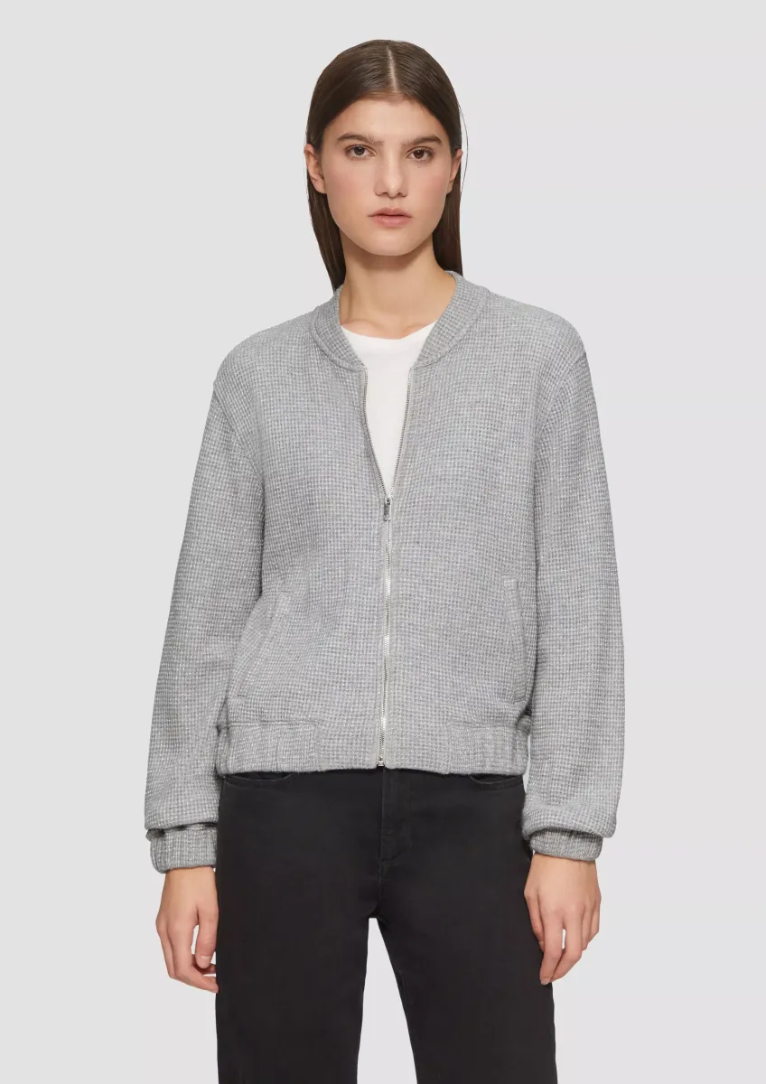 Sweatblouson mit Piqué-Struktur und Glitzereffekt