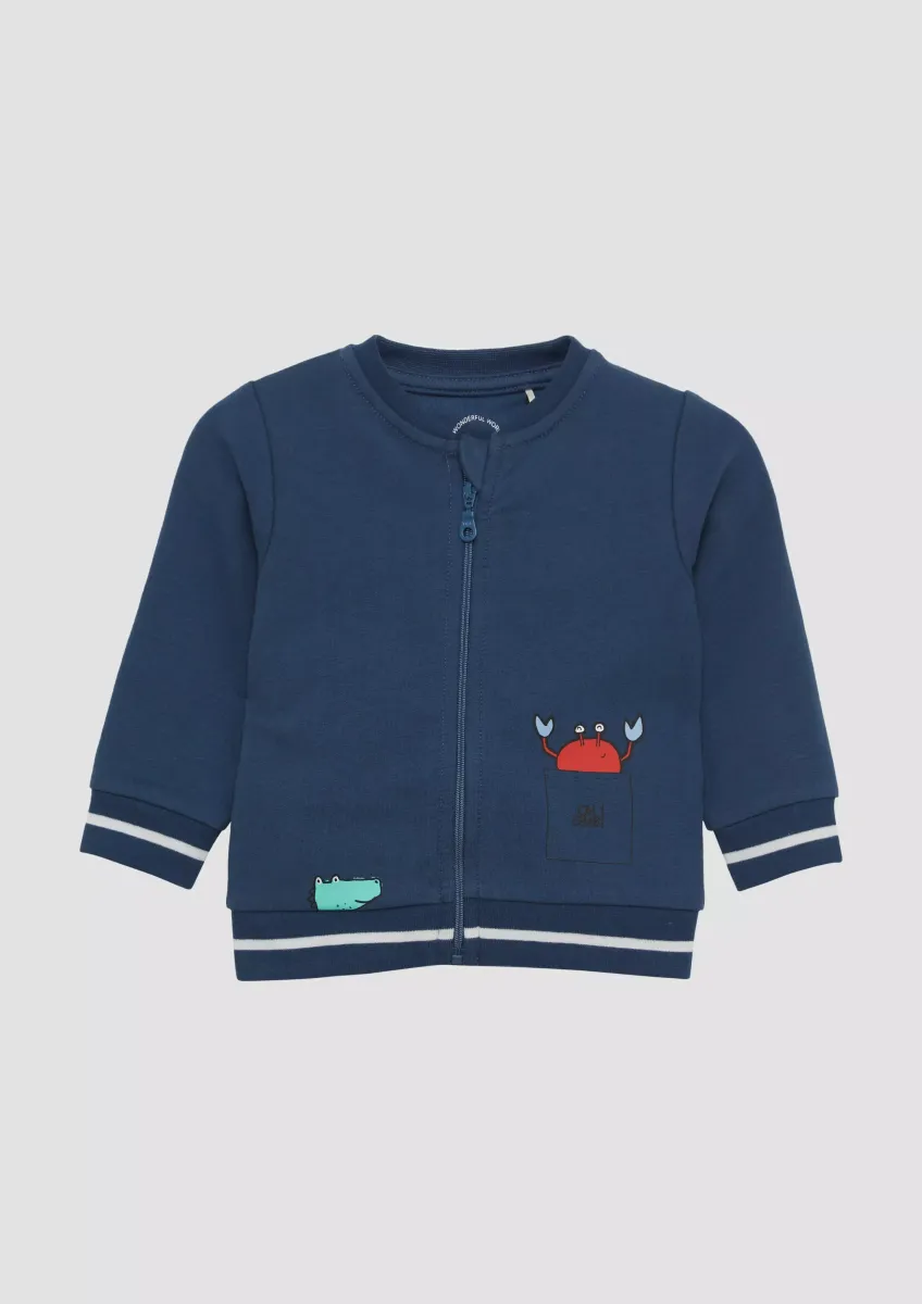 Sweatjacke aus Baumwollstretch mit Frontprint