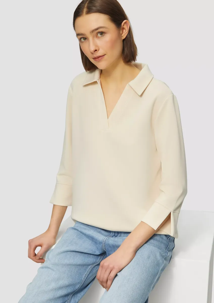 Sweatshirt aus Scuba mit Polokragen