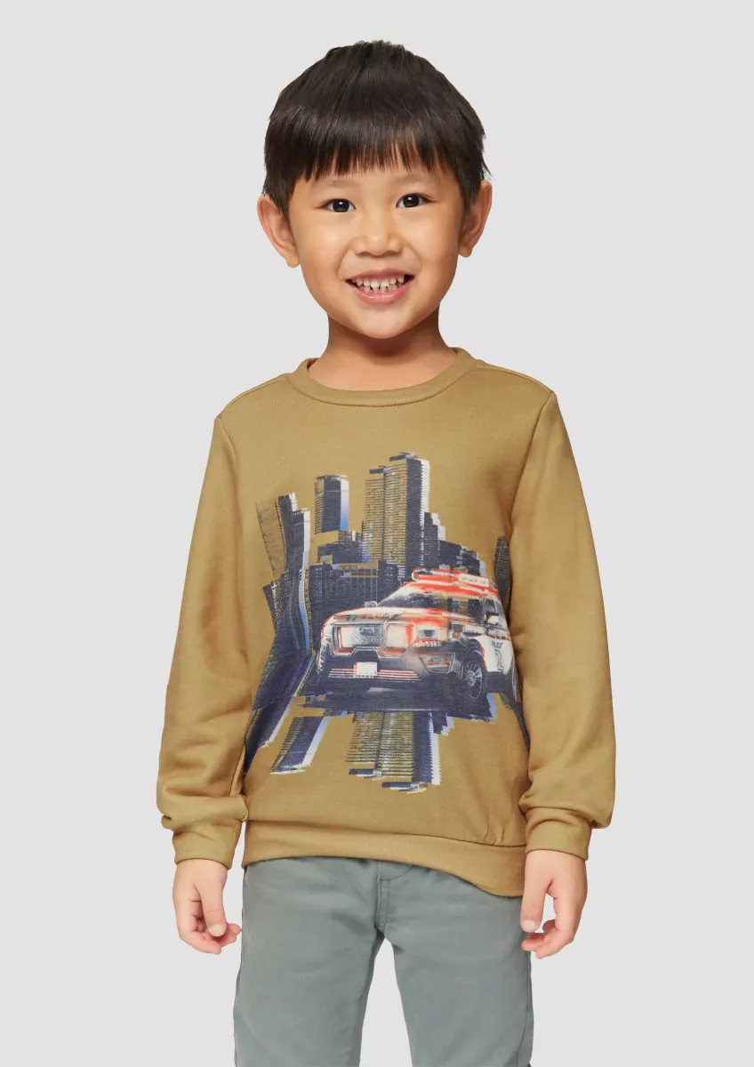 Sweatshirt mit Print und Rippbündchen