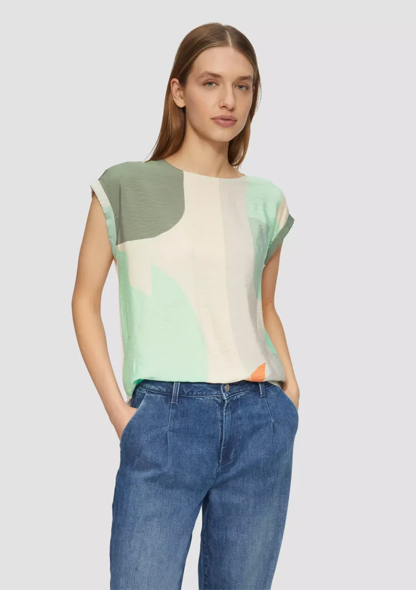 T-Shirt im Fabricmix mit vorderseitigem Print