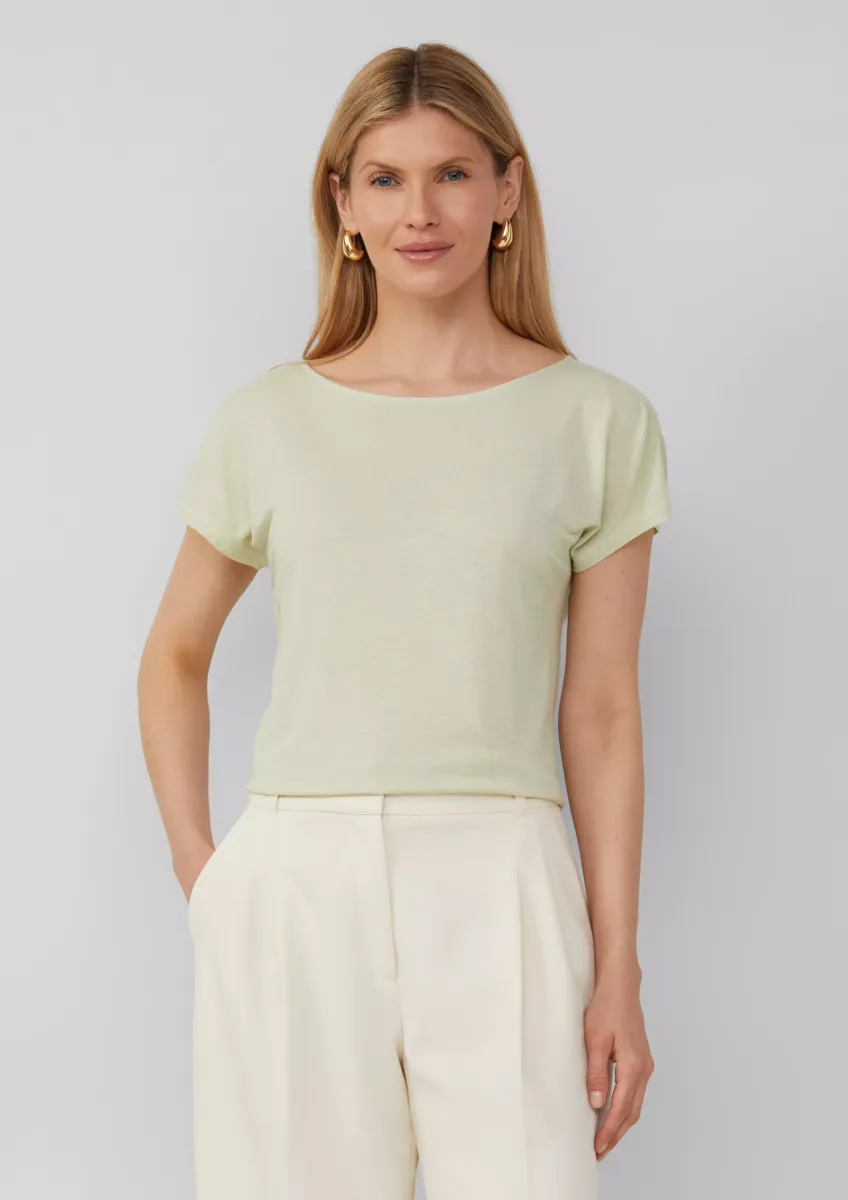 T-Shirt im Relaxed Fit mit Glitzergarn und U-Boot-Ausschnitt