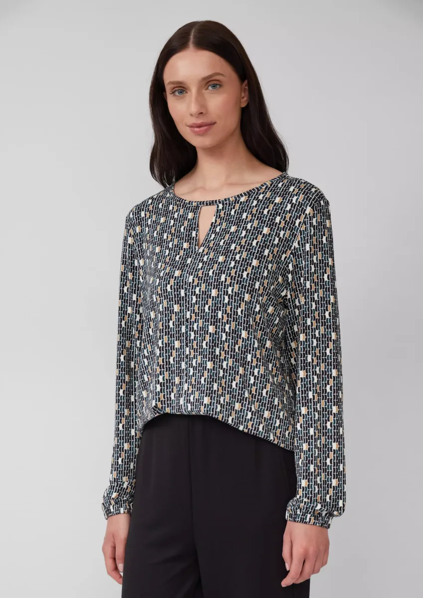 T-Shirt mit All-over-Print und Elastikbündchen