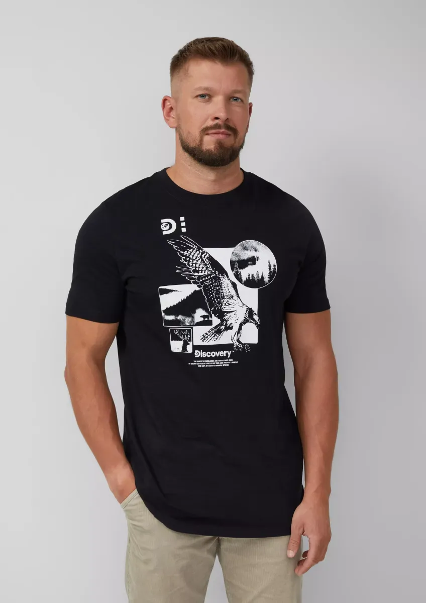 T-Shirt mit Flammgarnstruktur und Artwork