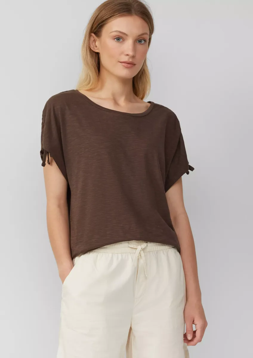 T-Shirt mit Flammgarnstruktur und Raffung