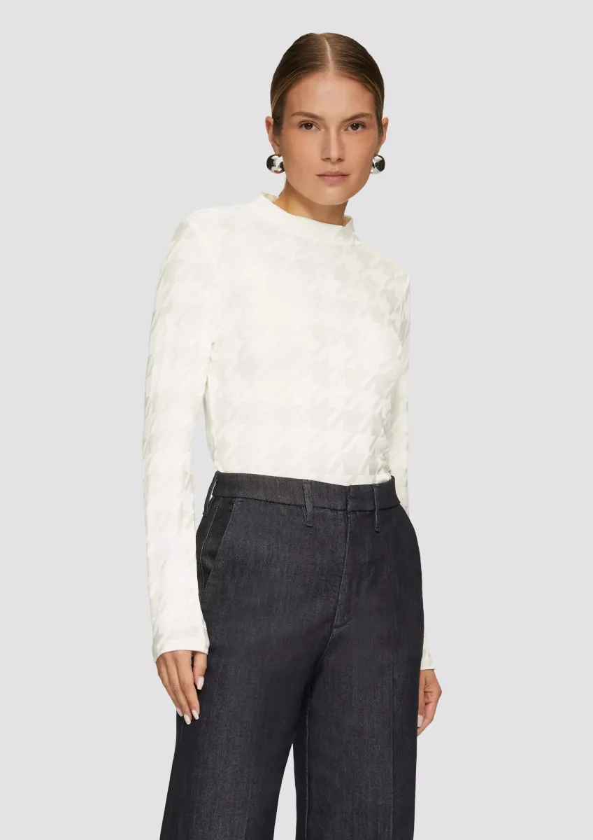 T-Shirt mit Hahnentrittmuster