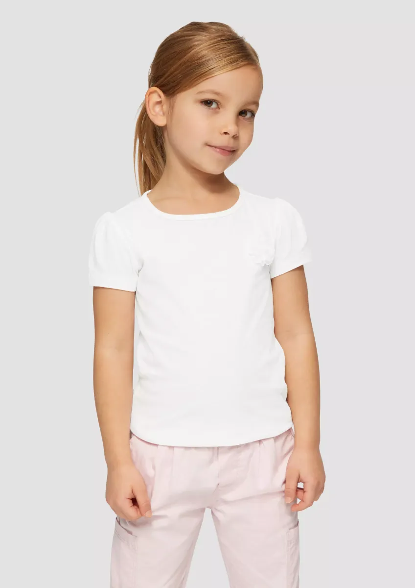 T-Shirt mit Puffärmeln und Blumenapplikation