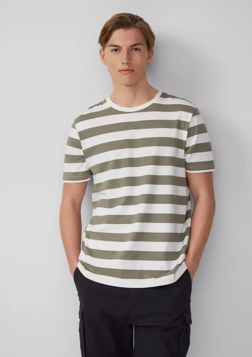 T-Shirt mit Rundhalsausschnitt und Blockstreifen