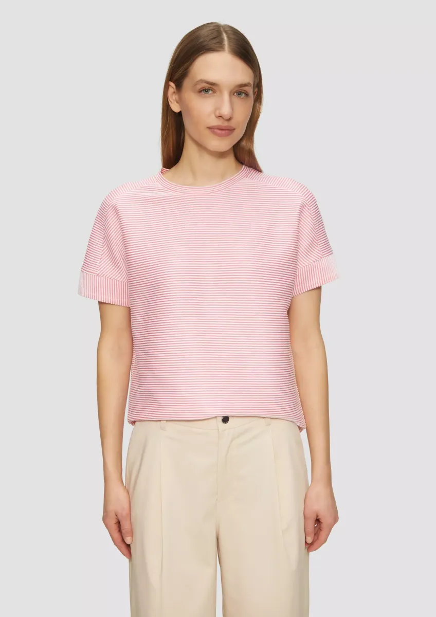 T-Shirt mit Strukturstreifen im Relaxed Fit