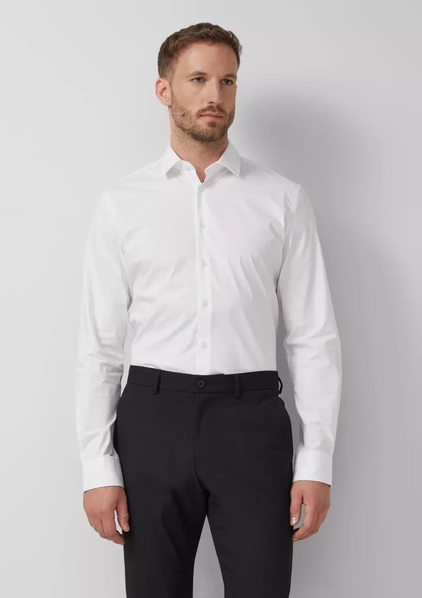 Tailored Fit: Businesshemd aus Baumwollstretch