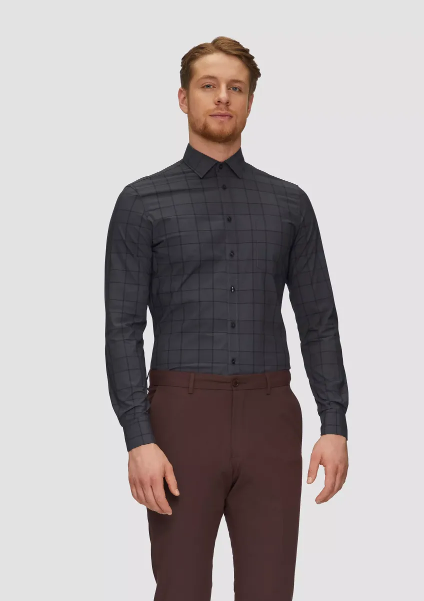 Tailored Fit: Kariertes Hemd aus Baumwollstretch