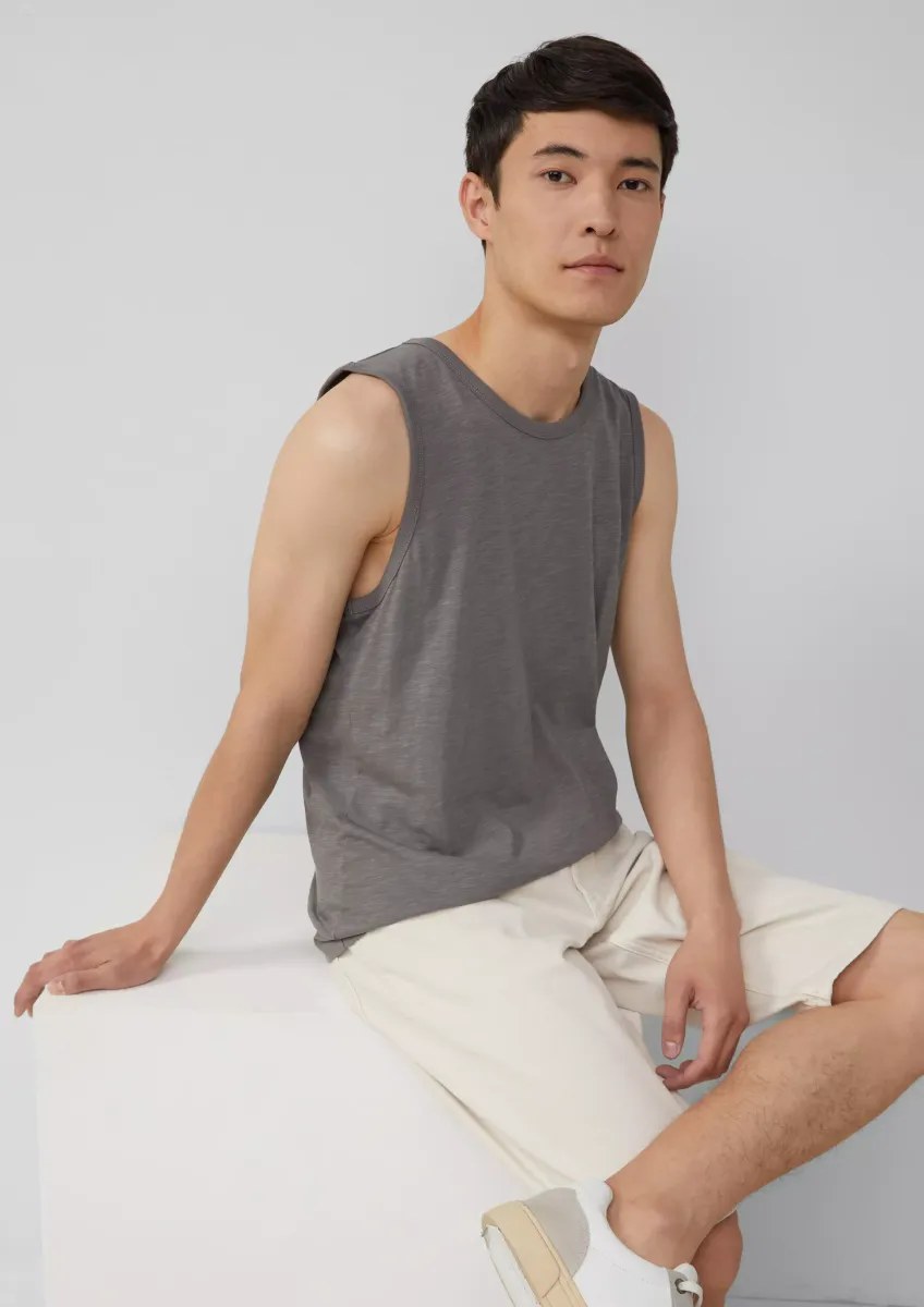 Tanktop mit Flammgarnstruktur und Logo