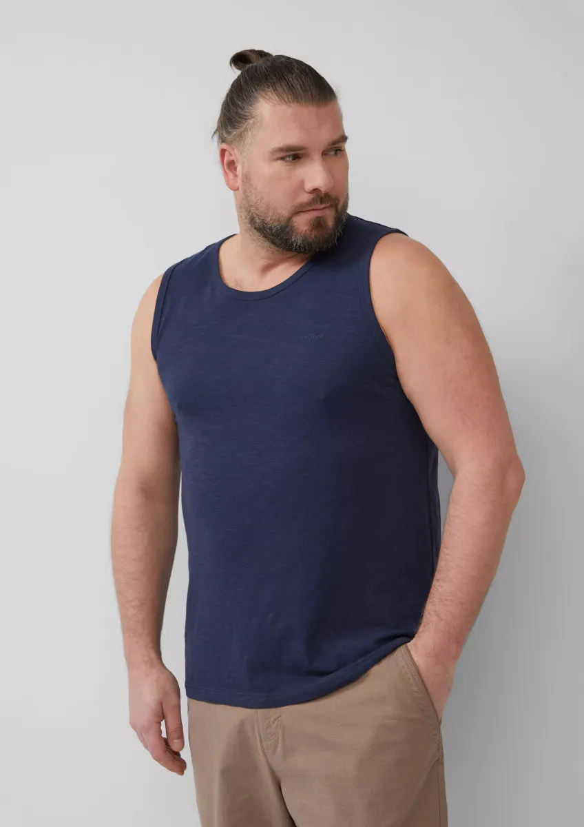 Tanktop mit Flammgarnstruktur und Logo