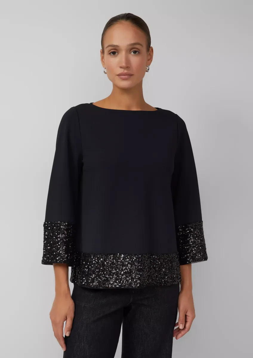 Tunikabluse mit Pailletten am Saum